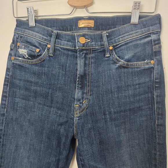 MOTHER The Insider Crop Step Fray Size 28 Wicked Wildflower Dark Wash Bootcut - Picture 6 of 13
